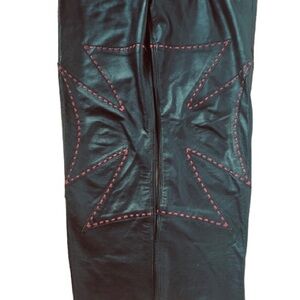 Third Rail Iron Cross Vintage Blow Me Blk Red Leather Pants Extremely Rare! 36